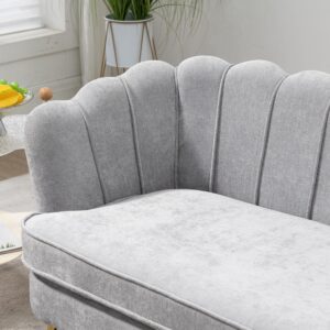 Majnesvon 61" Modern Loveseat Sofa Couch,Cashmere Fabric Small Love Seat w/2 Pillows and Metal Legs,2-Seater Upholstered Mini Sofa Couches for Small Space,Living Room Bedroom Office (Light Grey)