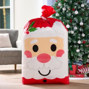 JOYIN Jumbo Christmas Santa Gift Bag Plastic Xmas Gift Wrapping Bag 56”x36” for Gift Giving, Holiday Presents, Giant Gifts Decorations, Festive Surprises