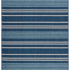 SAFAVIEH Courtyard Collection Area Rug - 5'3" x 7'7", Navy & Blue, Stripe Design, Indoor/Outdoor & Washable, Ideal for Patio, Backyard, Mudroom (CY6450-25821-5)