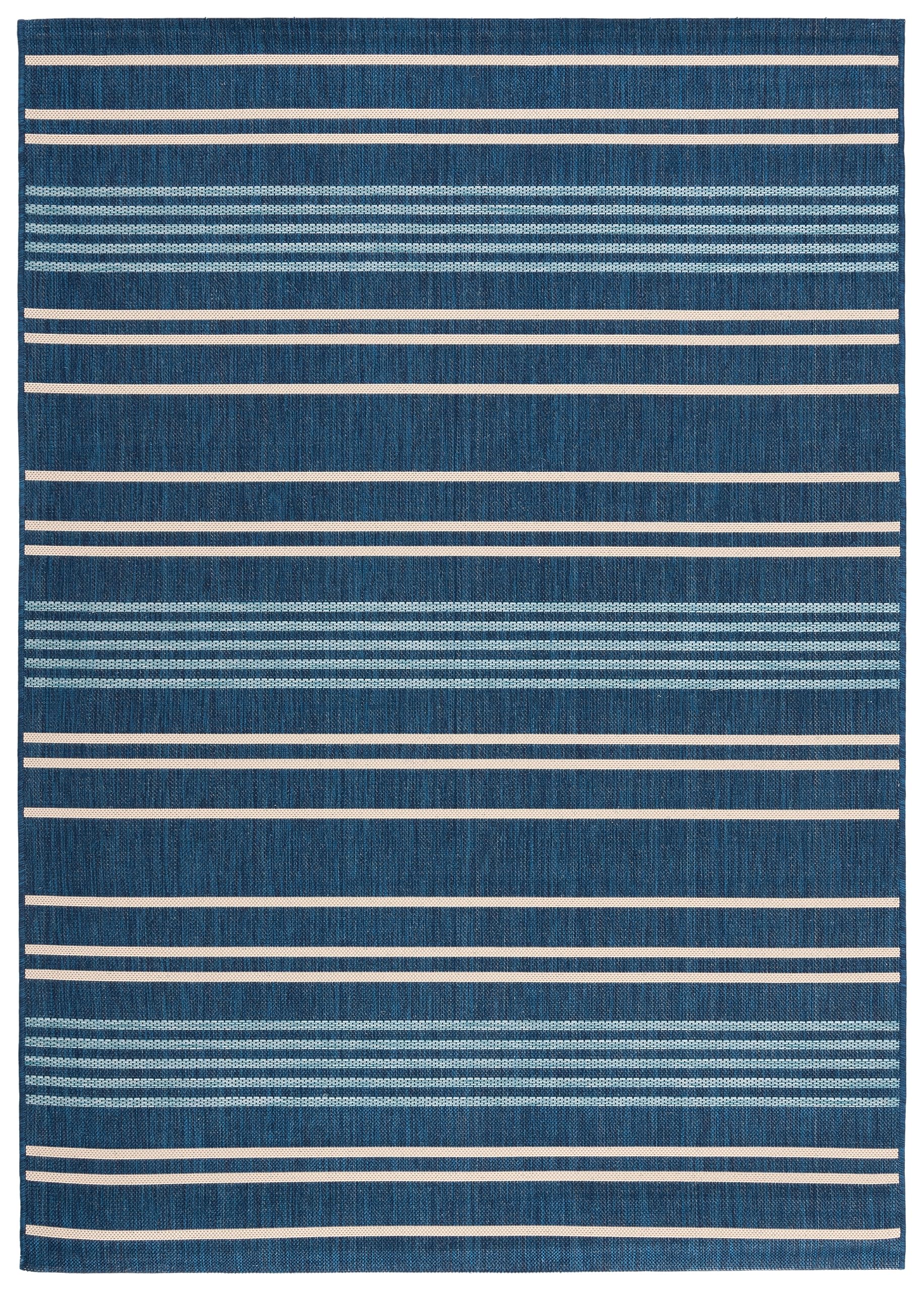 SAFAVIEH Courtyard Collection Area Rug - 5'3" x 7'7", Navy & Blue, Stripe Design, Indoor/Outdoor & Washable, Ideal for Patio, Backyard, Mudroom (CY6450-25821-5)