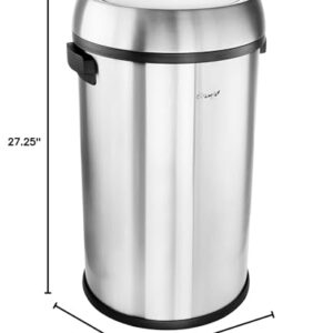 Elama 65 Liter Large 17 Gallon Swing Lid Stainless Steel Cylindrical Trash Bin