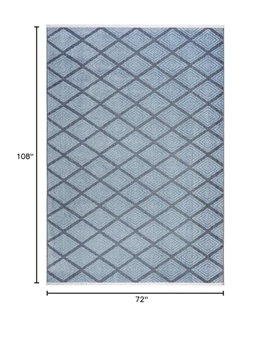 TOWN & COUNTRY EVERYDAY Rein Solid Diamond Everwash™ Washable Area Rug with Non-Slip Backing, Pet Friendly Rug, Blue, 6'6"x9'6"