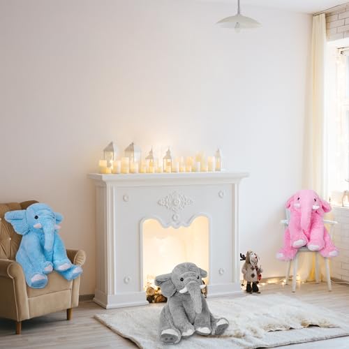 OurHonor Weighted Elephant Stuffed Animals, 5Lb Weighted Plush Giant 16in Elephant Throw Pillow Plushie for Boys, and Girls Christmas (Grey)