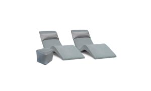 aqua outdoors in-pool chaise set - two chaises - two headrest pillows and one in pool side table - for ledges up to 9" inches (grey granite-grey)