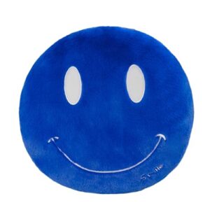 round shaped throw pillow, smiling face plush sofa pillow decorative pillow cushion for children's bed,gift for boys & girls (blue)