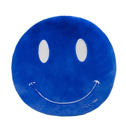 Round Shaped Throw Pillow, Smiling Face Plush Sofa Pillow Decorative Pillow Cushion for Children's Bed,Gift for Boys & Girls (Blue)