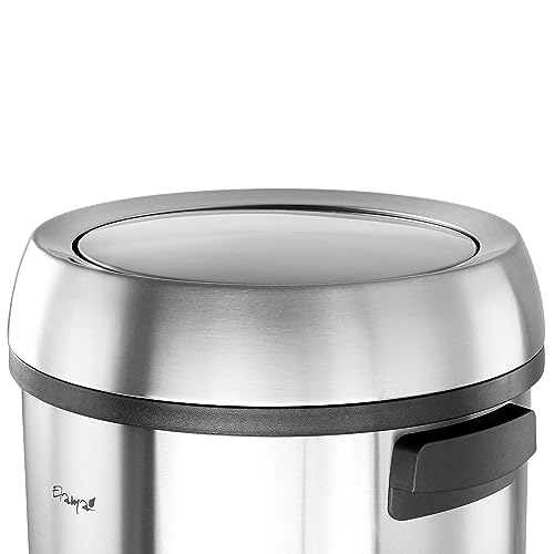 Elama 65 Liter Large 17 Gallon Swing Lid Stainless Steel Cylindrical Trash Bin