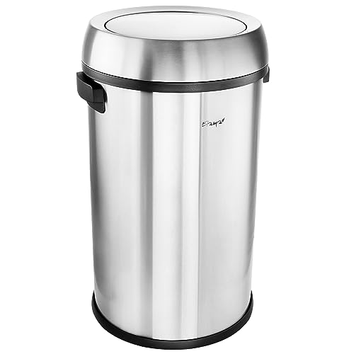 Elama 65 Liter Large 17 Gallon Swing Lid Stainless Steel Cylindrical Trash Bin