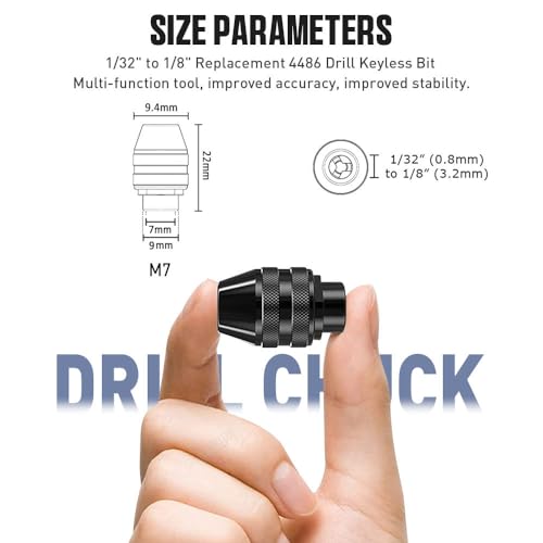 4486 Multi Chuck Set 15Pcs,Brass Collet Set,Collet Nut Kit,0.8-3.2mm Replacement Keyless Quick Change Chuck Rotary Tool Accessory Compatible with Dremel 3000 4000 7700 8200(M7x0.75mm Long)