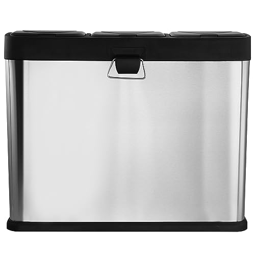 Elama 3 Section 15 Liter/4 Gallon Each Section Trash and Recycling Step Bin