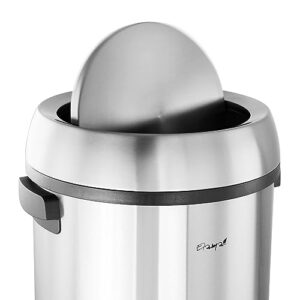 Elama 65 Liter Large 17 Gallon Swing Lid Stainless Steel Cylindrical Trash Bin