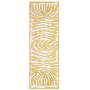 town & country luxe livie matisse cutout everwash™ washable multi-use decorative rug, kitchen runner rug, low-profile door mat, bedroom rug and dorm room rug with non-slip backing, gold, 24"x72"