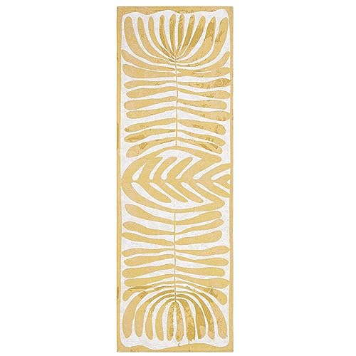 TOWN & COUNTRY LUXE Livie Matisse Cutout Everwash™ Washable Multi-Use Decorative Rug, Kitchen Runner Rug, Low-Profile Door Mat, Bedroom Rug and Dorm Room Rug with Non-Slip Backing, Gold, 24"x72"