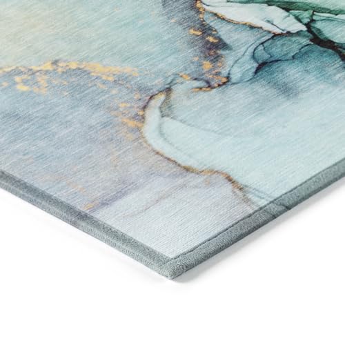 Addison Rugs Chantille ACN506 Teal 5' x 7'6 Indoor Outdoor Area Rug, Stain Resistant, Machine Washable, Non Shedding, Bedroom, Living Room, Dining Room, Kitchen Rug