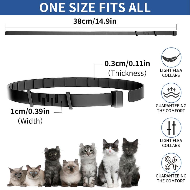 4 Pack Flea Collar for Cats, 32 Months Flea and Tick Prevention for Cats, Waterproof Cat Flea Collar, Natural Cat Flea and Tick Treatment, Adjustable Flea and Tick Collar for Cats Kittens(4 Colors)