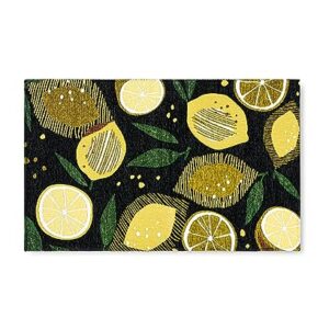 TOWN & COUNTRY LUXE Livie Fresh Lemon Everwash™ Washable Multi-Use Decorative Rug, Kitchen Rug, Low-Profile Door Mat, Bedroom Rug and Dorm Room Rug with Non-Slip Backing, Black, 24"x40"