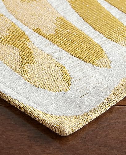 TOWN & COUNTRY LUXE Livie Matisse Cutout Everwash™ Washable Multi-Use Decorative Rug, Kitchen Runner Rug, Low-Profile Door Mat, Bedroom Rug and Dorm Room Rug with Non-Slip Backing, Gold, 24"x72"