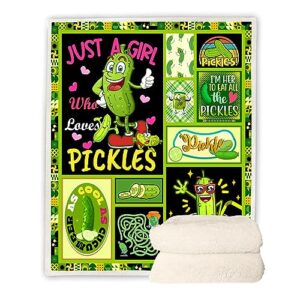 Juirnost Pickle Blanket,Just A Girl Who Loves Pickles Blanket,Pickle Gifts for Pickle Lovers,Pickles Blanket Gifts for Girl Women,Funny Pickle Gifts Blanket Soft Blanket for Sofa Bed Gift 50" x 60"