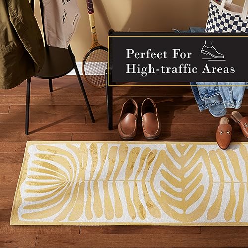 TOWN & COUNTRY LUXE Livie Matisse Cutout Everwash™ Washable Multi-Use Decorative Rug, Kitchen Runner Rug, Low-Profile Door Mat, Bedroom Rug and Dorm Room Rug with Non-Slip Backing, Gold, 24"x72"