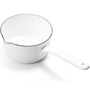 peohud 37 oz enamel milk pan, mini butter warmer pan, nonstick saucepan with pour spout, milk melting boiling pot for stove top