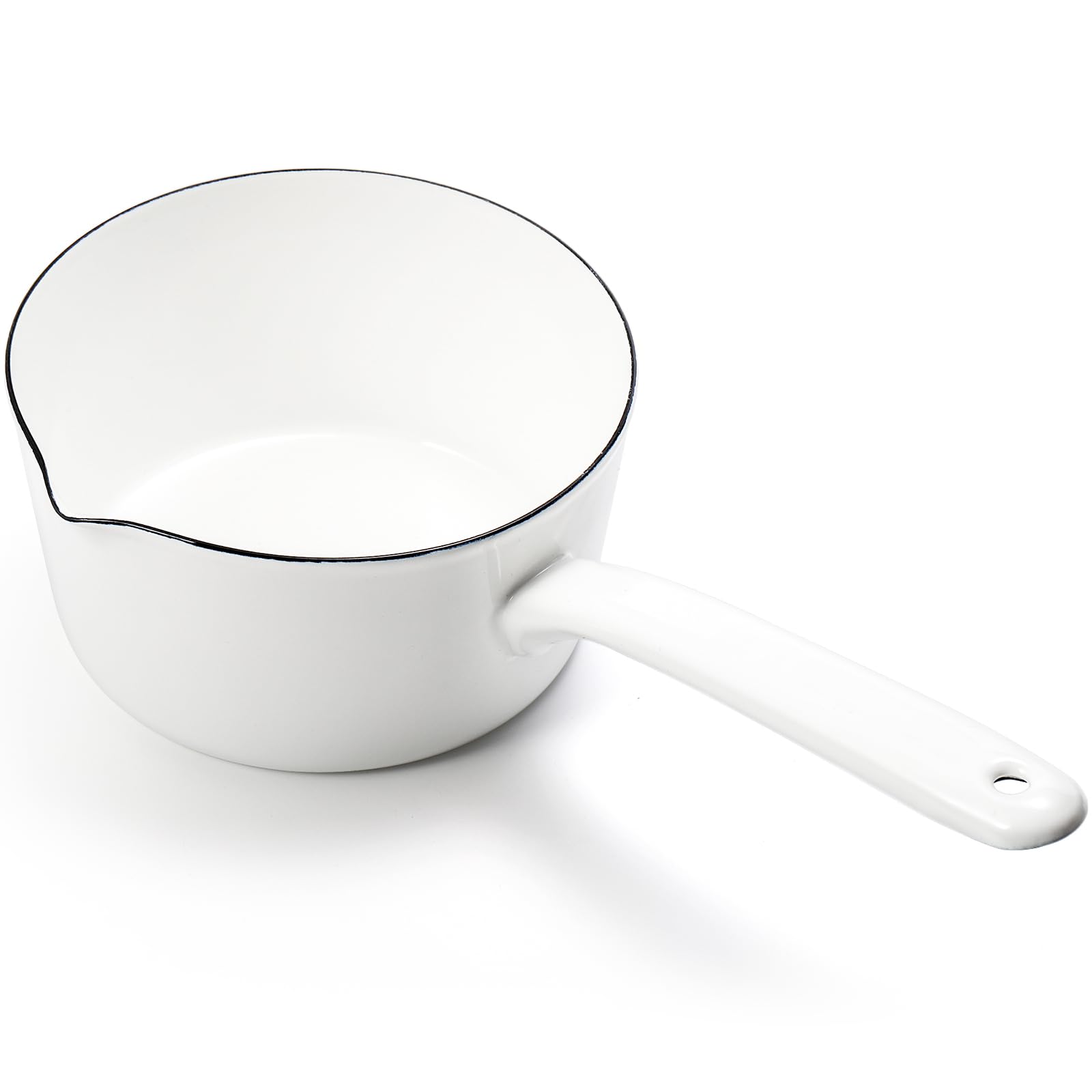 Peohud 37 Oz Enamel Milk Pan, Mini Butter Warmer Pan, Nonstick Saucepan with Pour Spout, Milk Melting Boiling Pot for Stove Top