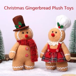 VISTABLUE Christmas Gingerbread Stuffed Animals, Soft Gingerbread Plush Toys Gingerbread Man Pillow Stuffed Gingerbread Man Plush Christmas Plush Toys, Christmas Party Home Decoration (Women's Style)