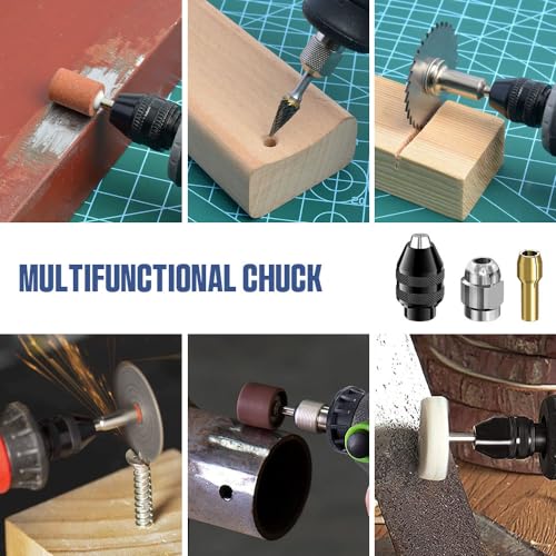 4486 Multi Chuck Set 15Pcs,Brass Collet Set,Collet Nut Kit,0.8-3.2mm Replacement Keyless Quick Change Chuck Rotary Tool Accessory Compatible with Dremel 3000 4000 7700 8200(M7x0.75mm Long)