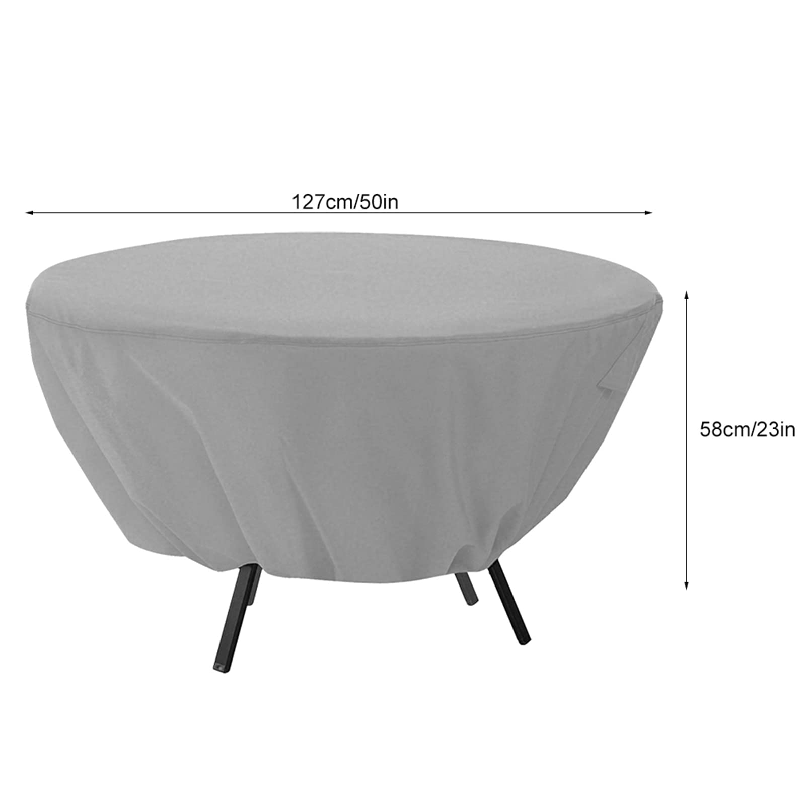 Round Garden Table Cover, Waterproof Round Patio Table Cover, 50''D x 23''H, Dustproof Patio Furniture Covers Tear-Resistant for Outdoor Furniture(Grey)