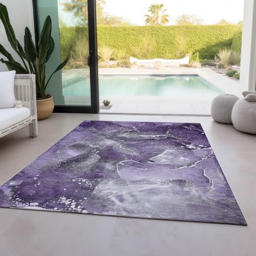 Addison Rugs Chantille ACN518 Purple 2'6" x 3'10 Indoor Outdoor Area Rug, Stain Resistant, Machine Washable, Non Shedding, Bedroom, Living Room, Dining Room, Kitchen Rug