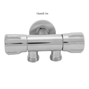 Double Switch Outlet Toilet Bidet Shower Faucet, Angle Stop Valve Copper Outlet Angle Valve G1/2 Thread 1 Inlet 2 Outlet, Double Handle Double Control Faucet for Sprayer Toilet