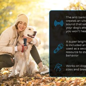 NEW 2024 Bark Begone Rechargeable Dog Trainer - Anti Barking Dog Device - New and Improved Ultrasonic Emitter - Bark Collar Alternative - Dog Bark Deterrent Device - Long Range - Correct Poor Behavior