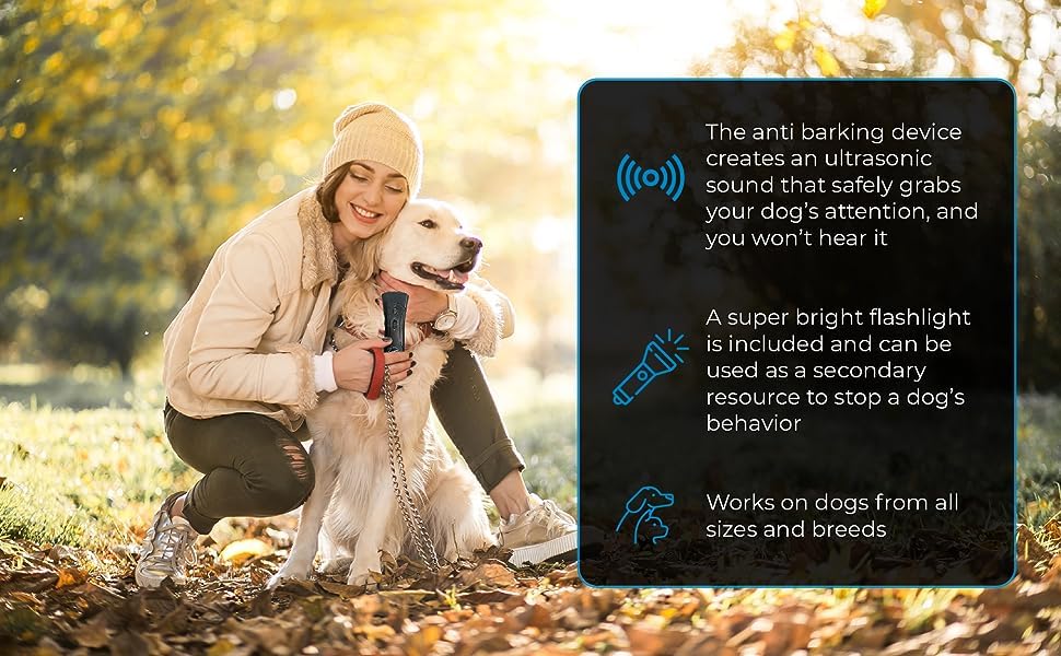 NEW 2024 Bark Begone Rechargeable Dog Trainer - Anti Barking Dog Device - New and Improved Ultrasonic Emitter - Bark Collar Alternative - Dog Bark Deterrent Device - Long Range - Correct Poor Behavior