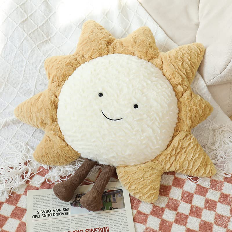 JOSON Cozy Sun Pillow Star Moon Sofa Cushion, Soft Bedside Plush Decorative Pillow, can be Used as a Birthday, for Children and Girls (15.7in, Sun)