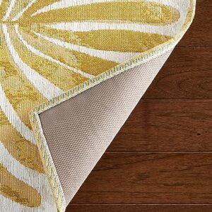 TOWN & COUNTRY LUXE Livie Matisse Cutout Everwash™ Washable Multi-Use Decorative Rug, Kitchen Runner Rug, Low-Profile Door Mat, Bedroom Rug and Dorm Room Rug with Non-Slip Backing, Gold, 24"x72"