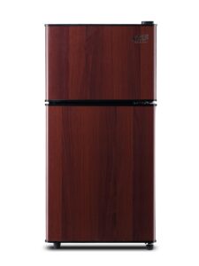 krib bling 3.5 cu.ft refrigerator with freezer,vintage double door,lock fresh 7 level adjustable thermostat for dorm, bar, office,kitchen, apartmentï¼Œwood, kb02 fls-80-wood