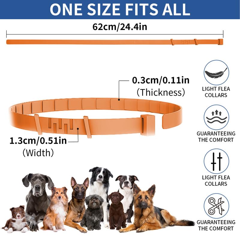 4 Pack Flea Collar for Dogs, 32 Months Flea and Tick Prevention for Dogs, Adjustable Flea and Tick Collar for Dogs Puppies, Waterproof Dog Flea Collar, Natural Dog Flea and Tick Treatment(Pink&Orange)