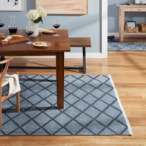 TOWN & COUNTRY EVERYDAY Rein Solid Diamond Everwash™ Washable Area Rug with Non-Slip Backing, Pet Friendly Rug, Blue, 6'6"x9'6"