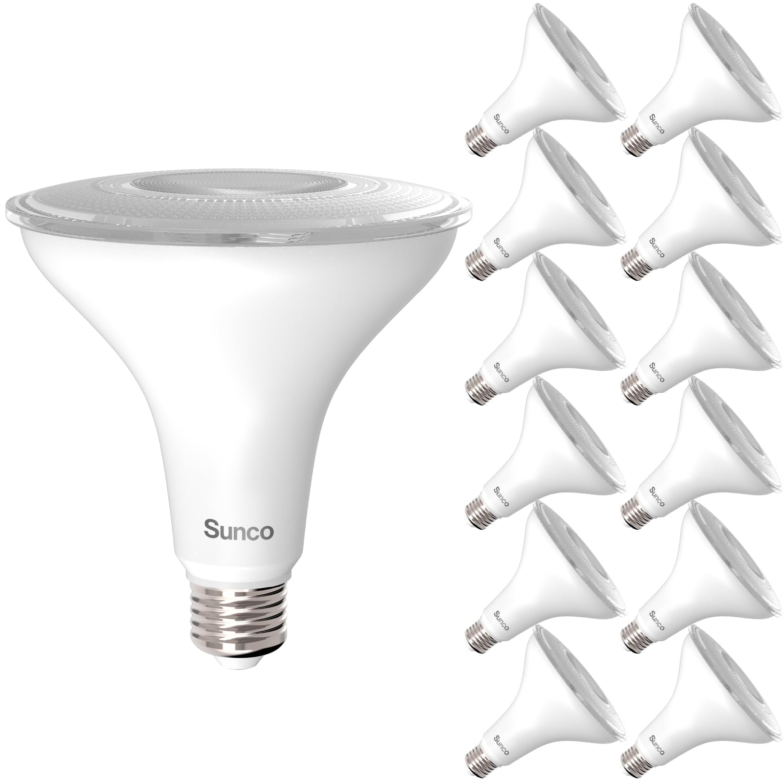 Sunco 12 Pack Outdoor LED Flood Home Residential Patio Driveway Light, Waterproof PAR38 LED Bulb, CRI90 5000K Daylight Dimmable, 100W Equivalent 13W,Wet-Rated, 1050 Lumens, E26 Base - UL