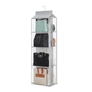 remittur 8 grids in 1 pack hanging purse handbag organizer with double zippers, visible purse organizer for closet, fully enclosed purse storage holder, hanging closet organizer for purses, bags