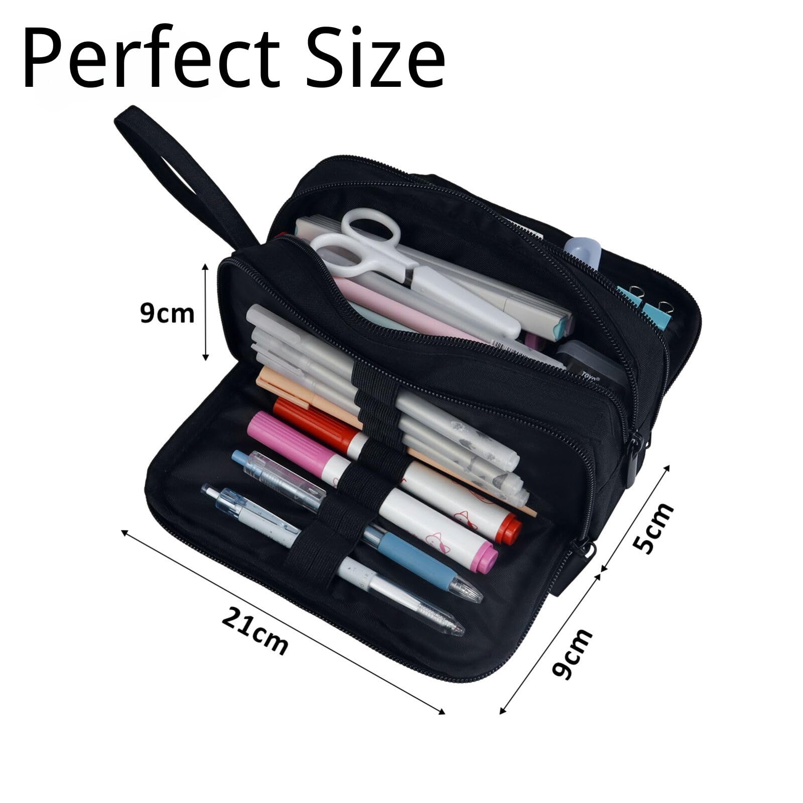 Moyad Large Capacity Pencil Case Big Pen Pouch with Multiple Compartments Pencils Organizer Bag for Adults Office College, Black