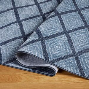 TOWN & COUNTRY EVERYDAY Rein Solid Diamond Everwash™ Washable Area Rug with Non-Slip Backing, Pet Friendly Rug, Blue, 6'6"x9'6"