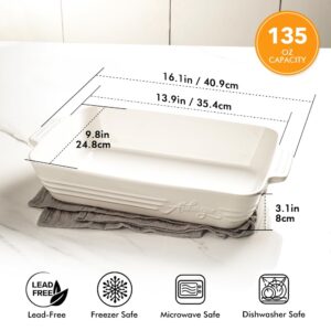 Casserole Dishes for Oven,casserole dish,9x13 Baking Dish with Handles Deep and Large Capacity,Cooking Dishes for Casseroles Lasagnas Roasted Vegetables Great Kitchen Gifts, White