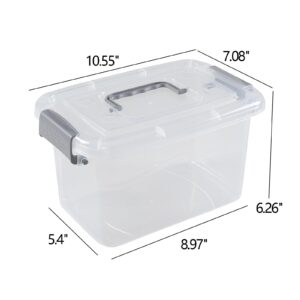 Esdiplot 6 Packs Plastic Storage Container Bins, 5 Quart Clear Latching Boxes with Handles for Home, School, Office Organization