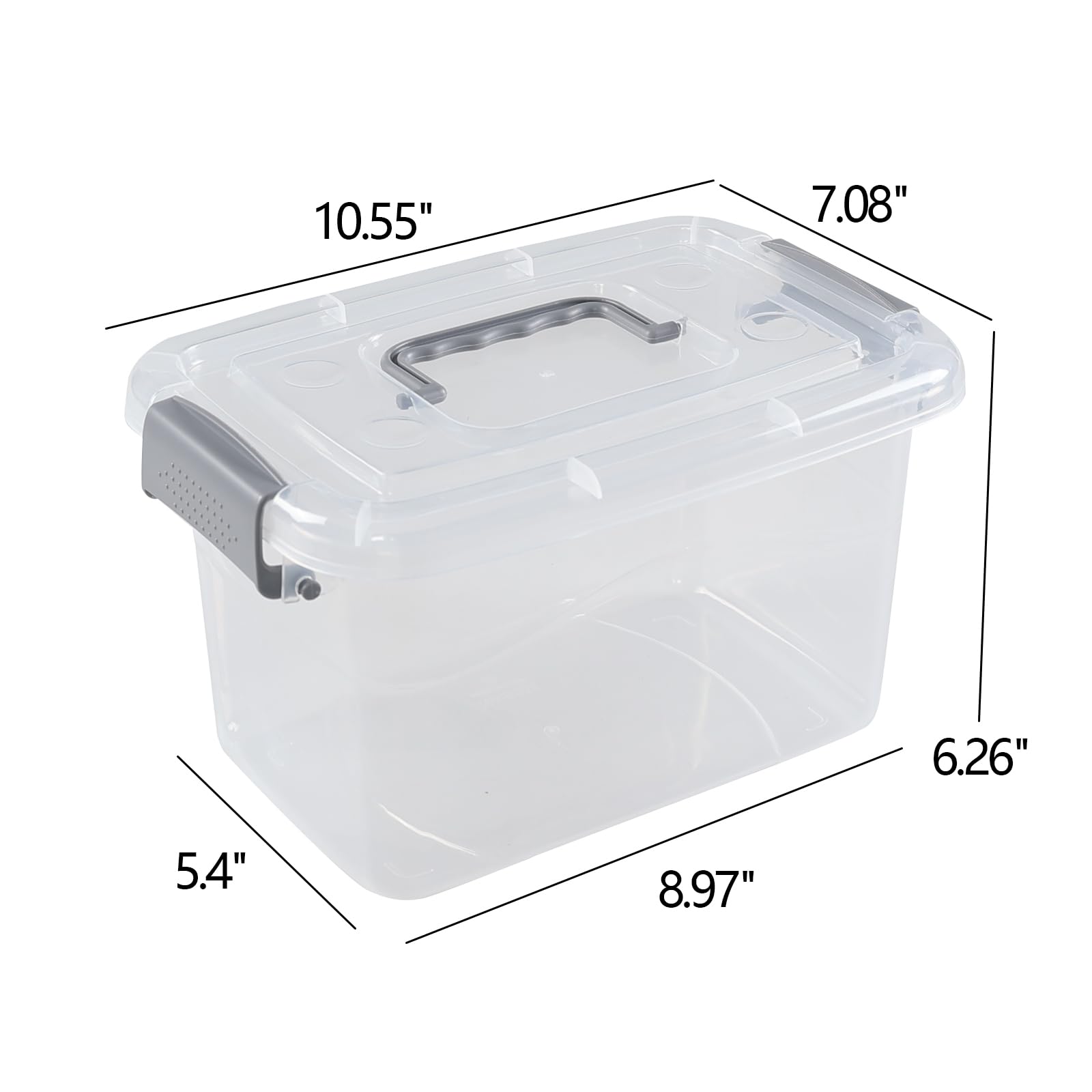 Esdiplot 6 Packs Plastic Storage Container Bins, 5 Quart Clear Latching Boxes with Handles for Home, School, Office Organization