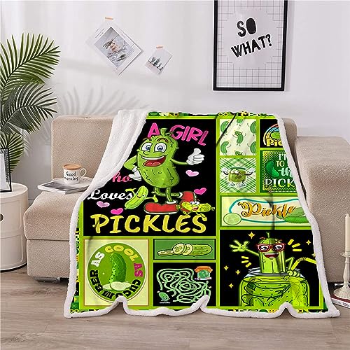 Juirnost Pickle Blanket,Just A Girl Who Loves Pickles Blanket,Pickle Gifts for Pickle Lovers,Pickles Blanket Gifts for Girl Women,Funny Pickle Gifts Blanket Soft Blanket for Sofa Bed Gift 50" x 60"