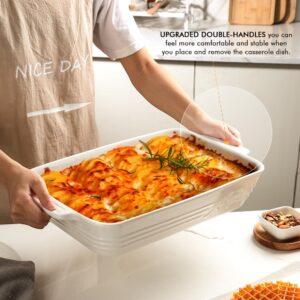 Casserole Dishes for Oven,casserole dish,9x13 Baking Dish with Handles Deep and Large Capacity,Cooking Dishes for Casseroles Lasagnas Roasted Vegetables Great Kitchen Gifts, White