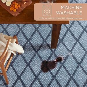 TOWN & COUNTRY EVERYDAY Rein Solid Diamond Everwash™ Washable Area Rug with Non-Slip Backing, Pet Friendly Rug, Blue, 6'6"x9'6"