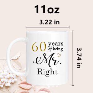 60th Wedding Gifts for Couple, 60th Anniversary Ideal Gifts for Wife Husband Parents Couple Grandparents, 60 Year Anniversary Engagement Gifts for couple, 60th Anniversary Coffee Mug Set of 2, 11oz