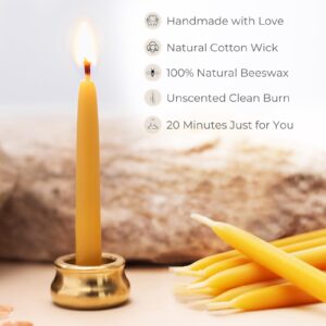 Mindful Meditation Candle Set with Mini Taper Candles - Prayer Candles with Taper Candle Holder, Relaxation Gifts for Women Stress, Serenity Prayer Gifts - 12 Beeswax Mini Yellow Candles with Holder