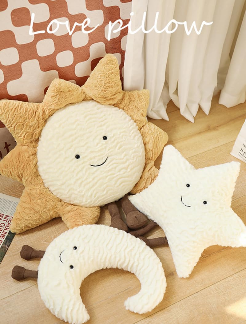 JOSON Cozy Sun Pillow Star Moon Sofa Cushion, Soft Bedside Plush Decorative Pillow, can be Used as a Birthday, for Children and Girls (15.7in, Sun)